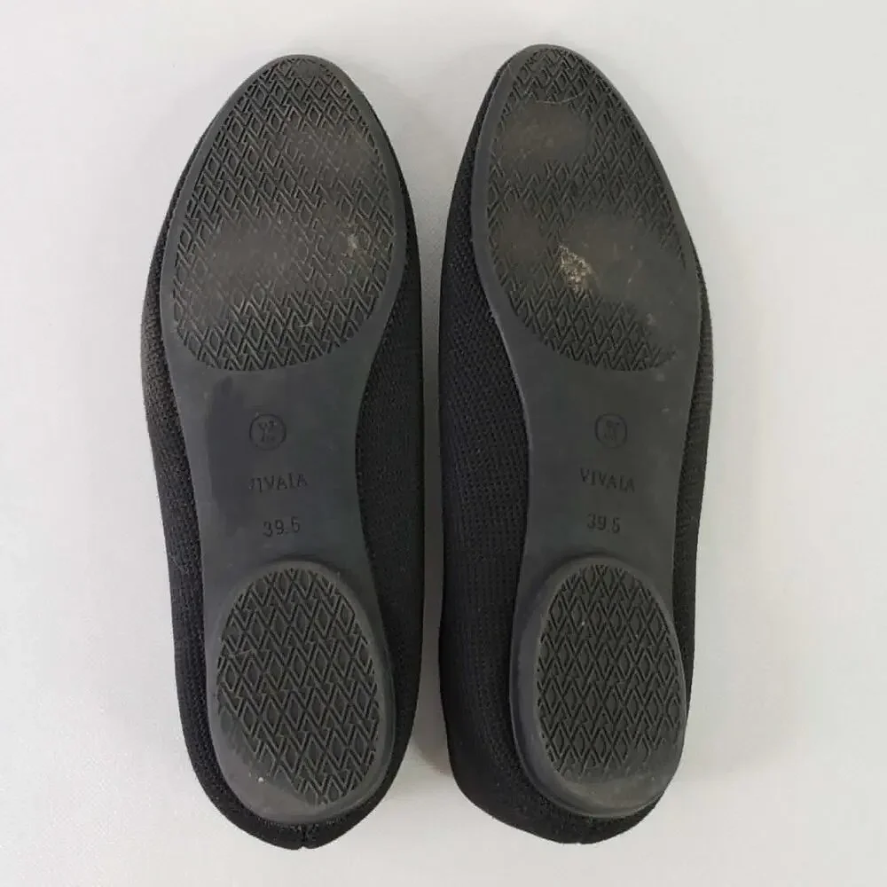 Vivaia Aria Womens Pointed Toe Flats Black Knit Slip On Shoes Size US 9.5